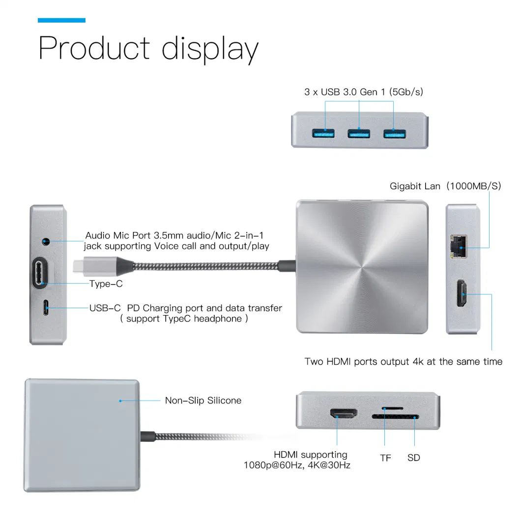 9 in 1 Type-C Hub Adapter with 4K HDMI Output